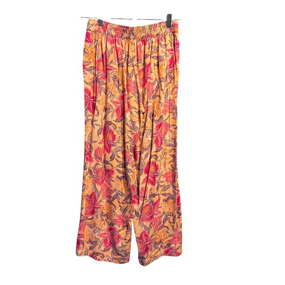 Old Navy Size Medium Floral Tropical Palazzo Dress Pant Ankle Capri - Picture 2 of 8